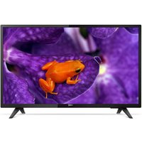 Philips 43-inch Full HD Smart TV with black frame, displaying vibrant orange frog on purple flower background.