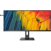 Black Philips 40" monitor, 3440x1440 Wide Quad HD LCD, slim bezels, vibrant parrot image on screen, rectangular stand.