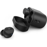 Black Philips 5000 series wireless in-ear headphones with compact charging case and textured earbuds.