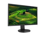 Philips B Line 221B8LHEB/00 LCD monitor features a sleek black design, a slim bezel, and a sturdy round base, displaying vibrant green landscape imagery on its screen.