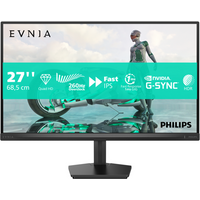 Philips Evnia 3000 27" black gaming monitor, Fast IPS, QHD, 260Hz, 0.3ms, with slim bezels and sturdy stand.