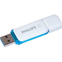 White Philips USB flash drive 16 GB with blue accents and USB Type-A connector.