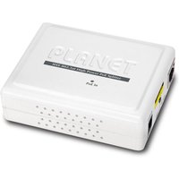 White PLANET POE-162S network splitter with embossed logo, Ethernet ports, and ventilation holes.