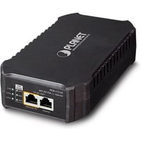 Black Planet POE-175-95 network splitter with dual Ethernet ports and LED indicators on the front panel.