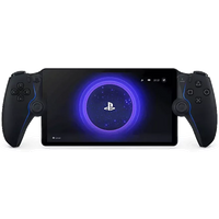 Black PlayStation Portal Remote Player with dual analog sticks, central touchscreen, and blue LED accents.