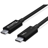 Black Plugable Thunderbolt 3 cable with USB-C connectors, 40Gbps speed, supports 100W power, Plugable logo on connector.