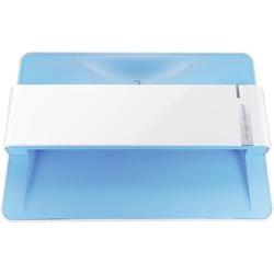 Plustek EPhoto Z300 scanner in blue and white, featuring a sleek design, A4 scanning capability, and 600 x 600 DPI resolution for high-quality photo digitization.