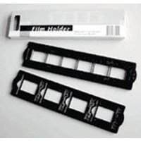Black Plustek Z-0035 film holder with rectangular slots, next to white packaging box.