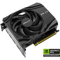PNY GeForce RTX 5060 graphics card, single fan, black casing, 8 GB GDDR7, with NVIDIA branding.