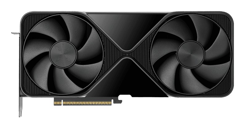 Black graphics card with dual fans, sleek design, and a prominent Nvidia logo, featuring a 96GB memory capacity, ideal for high-performance workstation tasks.