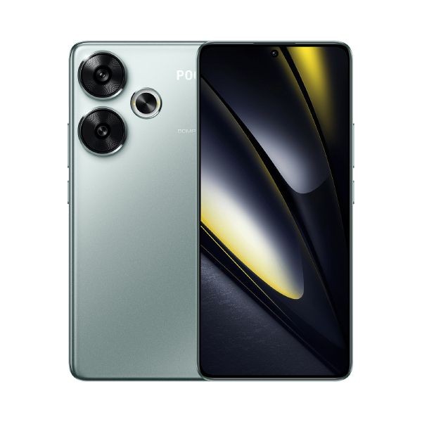 Xiaomi smartphone featuring a sleek mint green back, dual rear cameras, and a vibrant display with a minimal bezel design.