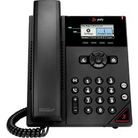 Black Poly OBi VVX 150 2-Line IP Phone with LCD screen, keypad, and coiled cord, PoE-enabled.