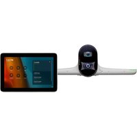 Poly Studio E70 Smart Camera with GC8 controller, sleek black and white design, touchscreen interface, dual lens setup.