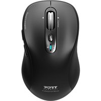 Black Port Designs Bluetooth optical mouse with scroll wheel, side buttons, and ambidextrous ergonomic design.