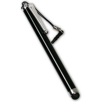 Black Port Designs stylus pen with silver clip and attached dust plug.