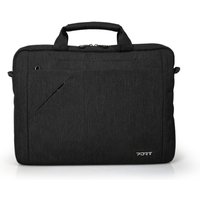 Black Port Designs Sydney 14" messenger case with dual handles, front pocket, and subtle logo on lower right corner.