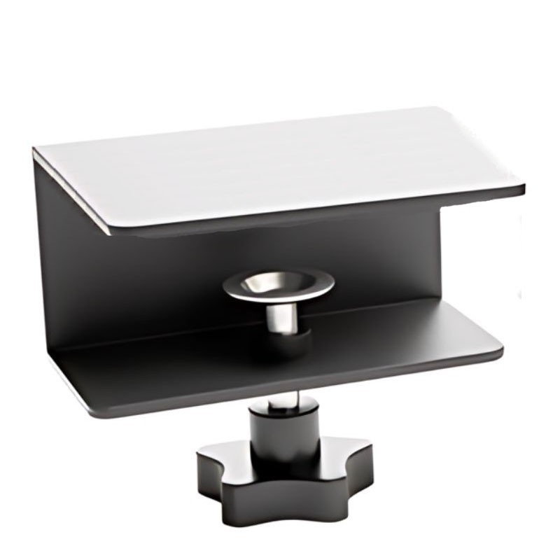 Black 50mm extra wide desk clamp with a sturdy metal base and a smooth, flat top surface, designed for secure attachment to desks or tables.