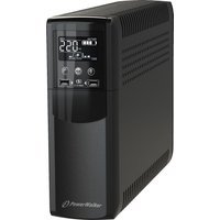 Black PowerWalker VI 1200 CSW UPS with digital display, control buttons, and vented sides.