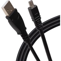 Black Praktica USB-A 2.0 to 8 Pin Mini USB camera charging cable, 3m length, with molded connectors.