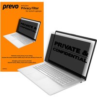 PREVO 14-Inch Anti-Glare Laptop Privacy Screen Filter, frameless, black, with packaging showing laptop display coverage