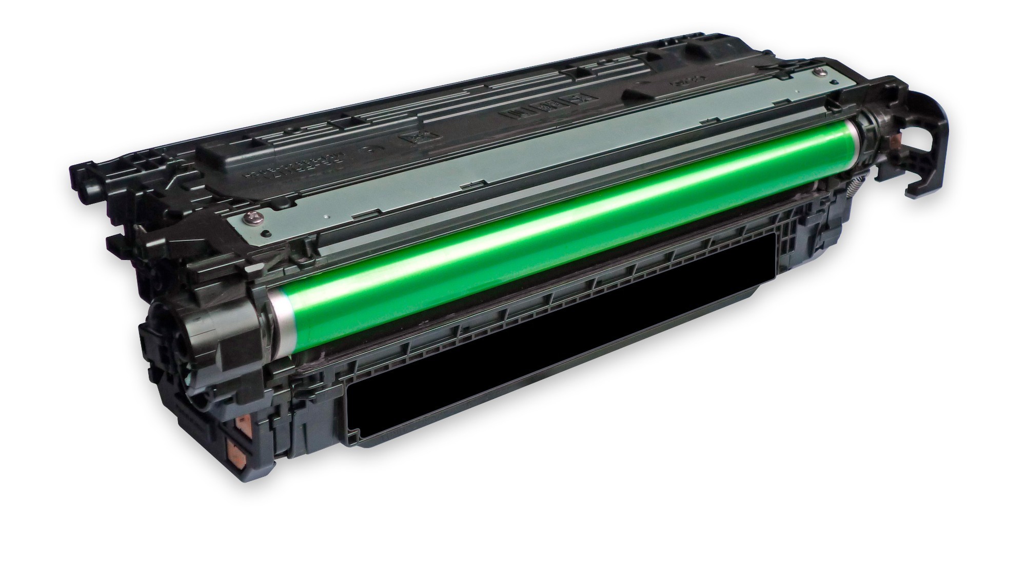 Remanufactured black toner cartridge by PRINTMATE, model HP CF460X, featuring a high-capacity design with a vibrant green drum and a sturdy black plastic casing.