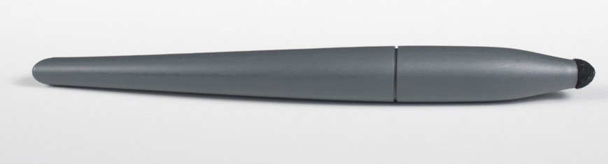 Grey stylus pen with a sleek, tapered design and a soft black tip, designed for use with Promethean ActivPanel displays.