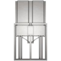 Promethean signage display mount, 75-inch, gray metal frame with vertical support bars and adjustable brackets.