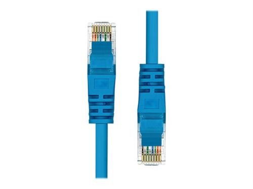 Blue ProXtend CAT5e U/UTP CCA PVC Ethernet cable, 5 meters long, featuring clear plastic connectors with gold pins and a flexible, durable PVC exterior.