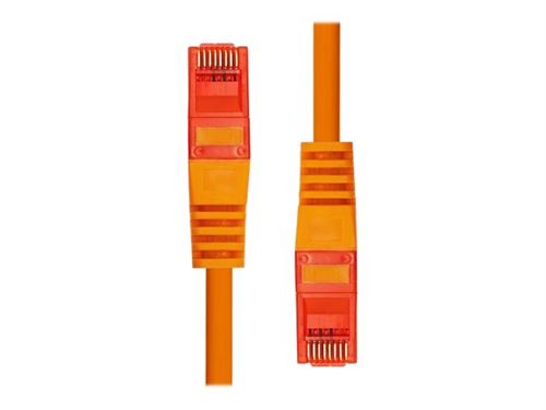 Bright orange ProXtend CAT6 U/UTP CU LSZH Ethernet cable, 25CM long, featuring durable connectors with a ribbed design for easy handling.