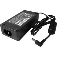 Black QNAP SP-2BAY-ADAPTOR-90W power adapter with attached cable and plug, featuring labeled top surface.