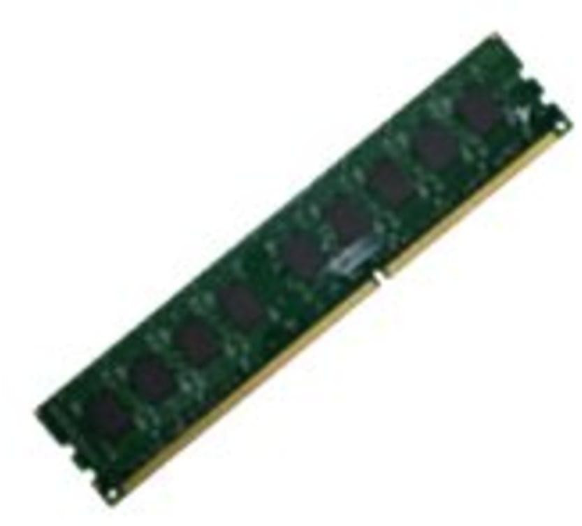 Green 240-pin DIMM memory module with gold connectors, featuring eight memory chips on one side, labeled as QNAP SP-4GB-DDR3ECC-LD, indicating 4 GB DDR3 ECC capacity.
