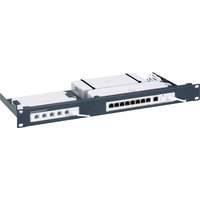 Rackmount.IT RM-UB-T8 firewall rack mount, black and white, with multiple ports and mounting brackets.