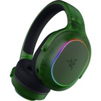 Green Razer Barracuda X Chroma wireless gaming headset with RGB lighting and cushioned ear cups.