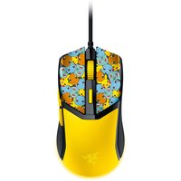 Razer Cobra gaming mouse, yellow with cartoon characters, black sides, and scroll wheel, wireless optical 8500 DPI.