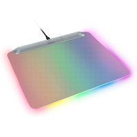 White Razer Firefly V2 Pro gaming mouse pad with RGB lighting and USB cable connection.