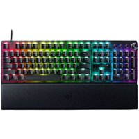 Black Razer Huntsman V3 Pro keyboard with RGB backlit keys, UK QWERTY layout, and USB connectivity.