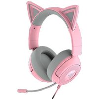 Pink Razer Kraken Kitty V3 X headset with cat ears, gray ear cushions, and attached microphone.