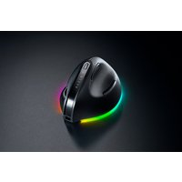 Black Razer Pro Click V2 vertical mouse with ergonomic design and RGB lighting accents, right-hand wireless model.