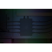 Black Razer PWM PC fan controller with multiple cable connections and LED lighting, mounted in a computer case.