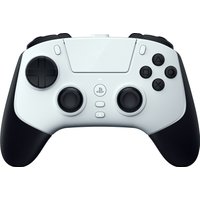 Black and white Razer Raiju V3 Pro gamepad with dual analog sticks, D-pad, and PlayStation buttons.