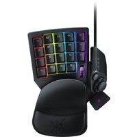 Razer Tartarus V2 numeric keypad, black, with RGB backlit keys, ergonomic wrist rest, and USB connection.