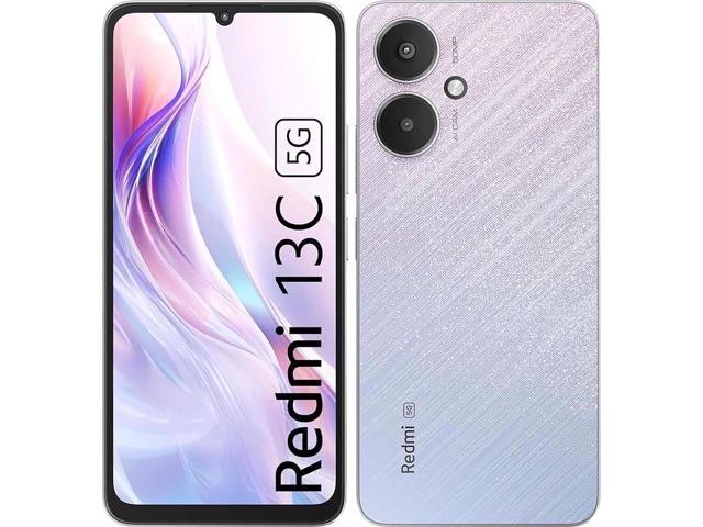 Xiaomi Redmi 13C smartphone in Startrail Silver, featuring a dual-SIM slot, 128GB ROM, 4GB RAM, and a vibrant display with a waterdrop notch design.