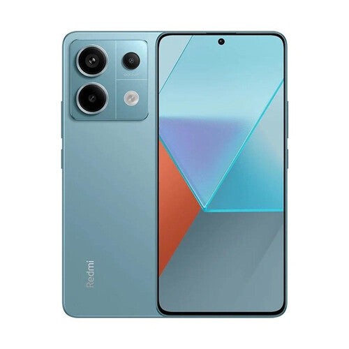 Teal Xiaomi Redmi Note 13 Pro 5G smartphone features a 6.67-inch display, triple rear camera setup, and sleek design with a USB Type-C port.