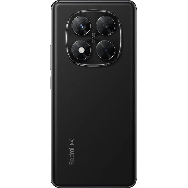Black Xiaomi Redmi Note 14 Pro 5G smartphone featuring a sleek design, triple rear camera setup, USB Type-C port, and dual SIM capability.