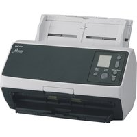 Black and grey Ricoh fi-8170 ADF scanner, 600 x 600 DPI, A4 size, with manual feed, control panel, and display screen.
