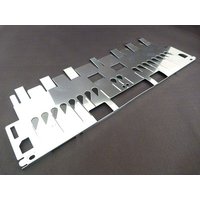 Metallic Ricoh PA03575-D806 printer/scanner spare part with rectangular cutouts and reflective surface.