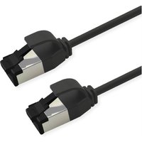 Black Roline 0.5m Cat8.1 S/FTP networking cable with shielded connectors and durable black casing.