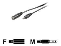 Black 5-meter audio cable with a 3.5mm male plug and a female socket, featuring a durable design for connecting audio devices.