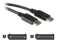Black 5-meter audio cable with DisplayPort plugs on both ends, featuring a sturdy design and clear connector details.