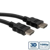 Black Roline HDMI cable, 5 meters long, featuring HDMI-a plugs on both ends, designed for 4K UHD, with a shielded construction for enhanced signal quality.